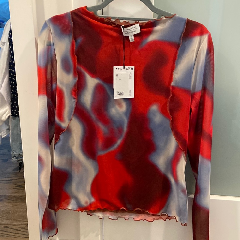 NWT & Other Stories multicolor sheer long sleeve top large